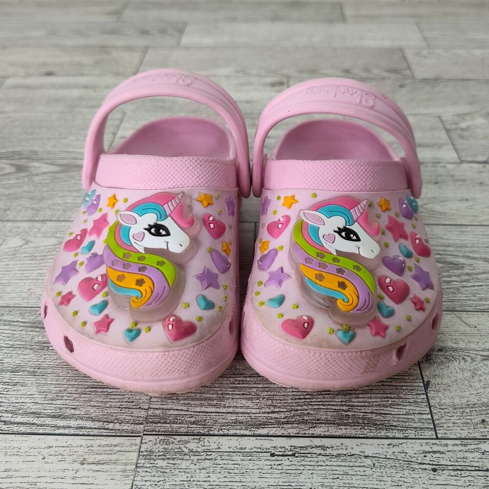 Skechers Toddler Girls Size 6 Pink Lightup Unicorn Clogs Shoes KIDS YOUTH